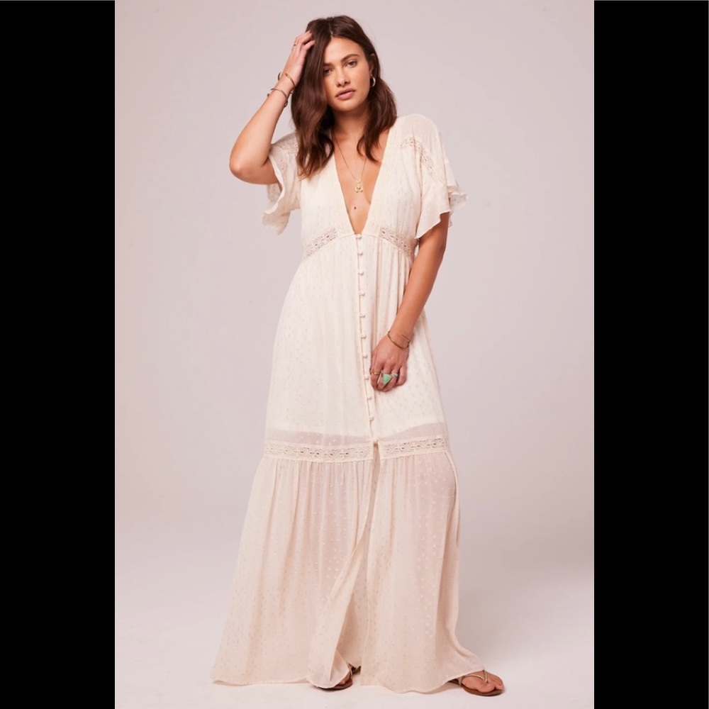 Trena Cream Inset Lace Maxi Dress from Band of Gypsies